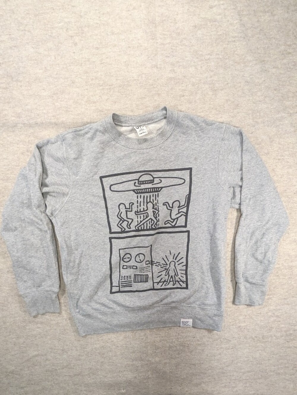 Keith Haring Gray Jersey Knit Alien Cartoon Uniqlo 1982 Fun Graphic M